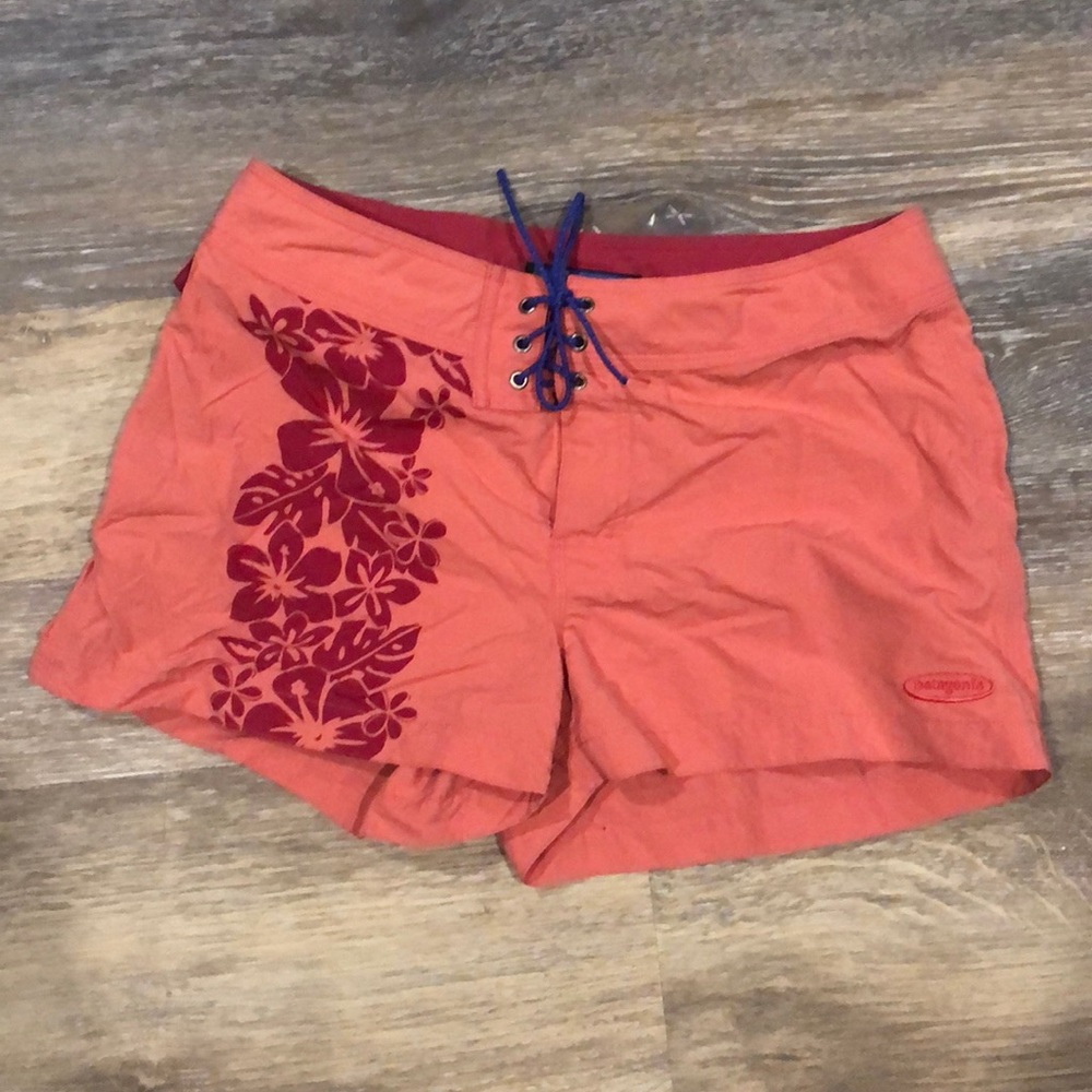 Pink and red floral Patagonia shorts